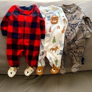 Newborn Set of 3 Carters Fleece Bodysuits